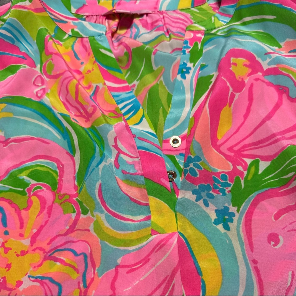Lilly Pulitzer EUC size XXS 100% Elsa silk long sleeve top